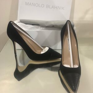 Manolo Blahnik heels black suede brand new 37.5